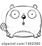 Poster, Art Print Of Cartoon Black And White Lineart Surprised Beaver Character Mascot