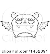 Poster, Art Print Of Cartoon Black And White Lineart Bored Flying Bat Character Mascot
