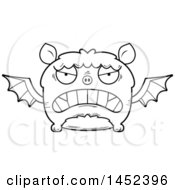 Poster, Art Print Of Cartoon Black And White Lineart Mad Flying Bat Character Mascot