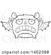 Poster, Art Print Of Cartoon Black And White Lineart Scared Flying Bat Character Mascot