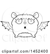 Poster, Art Print Of Cartoon Black And White Lineart Surprised Flying Bat Character Mascot