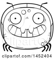 Clipart Graphic Of A Cartoon Black And White Lineart Grinning Ant Character Mascot Royalty Free Vector Illustration
