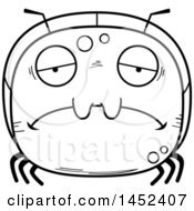 Clipart Graphic Of A Cartoon Black And White Lineart Sad Ant Character Mascot Royalty Free Vector Illustration