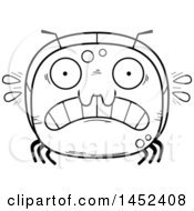 Clipart Graphic Of A Cartoon Black And White Lineart Scared Ant Character Mascot Royalty Free Vector Illustration