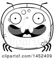 Clipart Graphic Of A Cartoon Black And White Lineart Happy Ant Character Mascot Royalty Free Vector Illustration