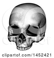 Clipart Of A Black And White Engraved Human Skull Royalty Free Vector Illustration