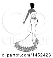 Poster, Art Print Of Silhouetted Black And White Bride In A Strapless Dress