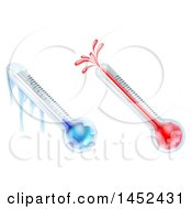 Clipart Of Hot And Cold Weather Thermometers Royalty Free Vector Illustration by AtStockIllustration