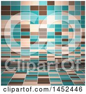Clipart Of A Retro Brown Tan And Blue Rectangle Background Royalty Free Vector Illustration