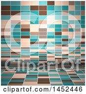 Poster, Art Print Of Retro Brown Tan And Blue Rectangle Background