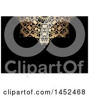 Poster, Art Print Of Golden Ornate Fancy Design On Black Business Card Or Background