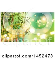Poster, Art Print Of Background Of 3d Bamboo Stalks Over Green With Flares