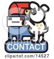 Dog Standing On His Hind Legs To Mail A Letter On A Contact Internet Web Icon Clipart Illustration