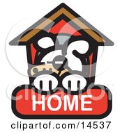 Tired Dog Napping In His Dog House On A Home Internet Web Icon