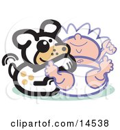 Cute Dog Tickling A Babys Belly Clipart Illustration