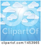 Poster, Art Print Of Background Of White Clouds In A Blue Sky With A Shining Sun