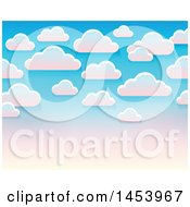 Poster, Art Print Of Background Of White Clouds In A Gradient Pink And Blue Sky