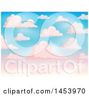 Poster, Art Print Of Background Of White Clouds In A Gradient Pink And Blue Sky