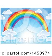 Poster, Art Print Of Colorful Rainbow Arch With Puffy Clouds In A Sunny Sky