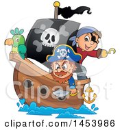 Poster, Art Print Of Pirate And Captain With A Parrot On A Ship
