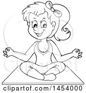 Poster, Art Print Of Black And White Lineart Yoga Woman In A Lotus Pose