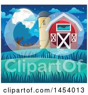 Poster, Art Print Of Red Barn And Silo At Night