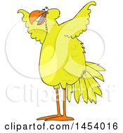 Clipart Of A Cartoon Big Yellow Bird Spreading Its Wings Royalty Free Vector Illustration