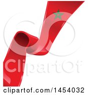 Clipart Of A Diagonal Moroccan Ribbon Flag On White Royalty Free Vector Illustration