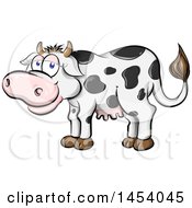 Cartoon Happy Black And White Holstein Dairy Cow