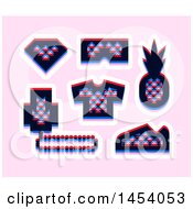 Poster, Art Print Of Set Of Glitch Effect Triangle Patterned Social Network Icons On Pink
