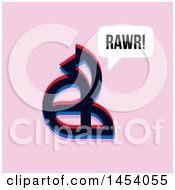 Clipart Of A Glitch Effect Fox Saying Rawr Icon On Pink Royalty Free Vector Illustration