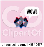Poster, Art Print Of Glitch Effect Human Eye Saying Wow Icon On Pink