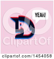 Poster, Art Print Of Glitch Effect Unicorn Saying Yeah Icon On Pink