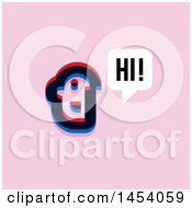 Clipart Of A Glitch Effect Man Saying Hi Icon On Pink Royalty Free Vector Illustration