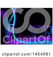Clipart Of A Blue And Purple Dance Floor With Silhouetted People Having Fun Royalty Free Vector Illustration