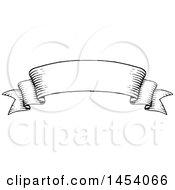 Clipart Of A Black And White Sketched Parchment Ribbon Banner Royalty Free Vector Illustration by cidepix