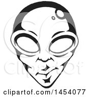 Clipart Of A Black And White Sketched Alien Face Royalty Free Vector Illustration