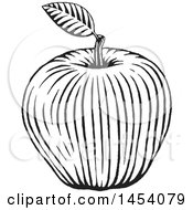 Clipart Of A Black And White Sketched Apple Royalty Free Vector Illustration