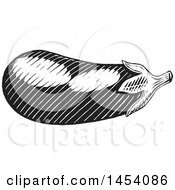 Clipart Of A Black And White Sketched Eggplant Royalty Free Vector Illustration