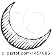 Clipart Of A Black And White Sketched Crescent Moon Royalty Free Vector Illustration