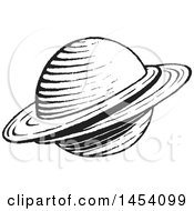 Poster, Art Print Of Black And White Sketched Ringed Planet