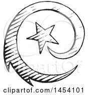Poster, Art Print Of Black And White Sketched Spiraling Shooting Star