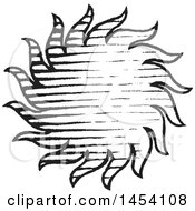 Clipart Of A Black And White Sketched Sun Royalty Free Vector Illustration