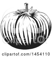 Clipart Of A Black And White Sketched Tomato Royalty Free Vector Illustration