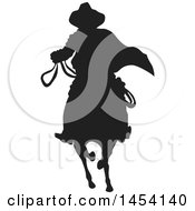 Poster, Art Print Of Black Silhouetted Horseback Cowboy