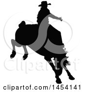 Clipart Graphic Of A Black Silhouetted Horseback Rodeo Cowboy On A Bucking Bronco Royalty Free Vector Illustration by Pushkin