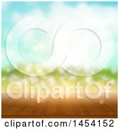 Poster, Art Print Of Wooden Surface And Blurred Sunny Sky With Flares