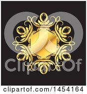 Poster, Art Print Of Shiny Ornate Golden Floral Frame On Black