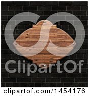 Poster, Art Print Of 3d Blank Wooden Plaque On A Dark Brick Wall
