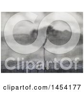 Poster, Art Print Of 3d Worn Wooden Surface With A Blurred View Of A Tree
